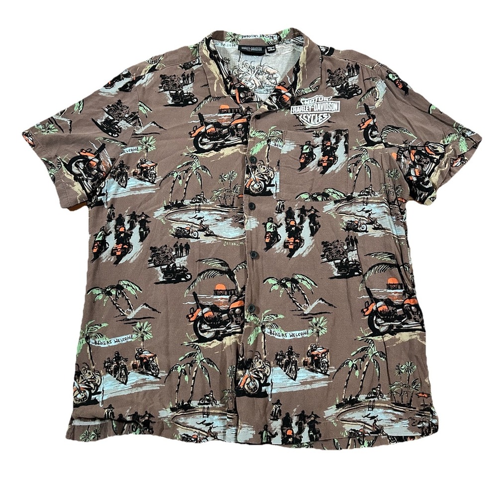 Harley Davidson Daytona Aloha Short Sleeve Shirt Mens XL Rayon Camp Hawaiian